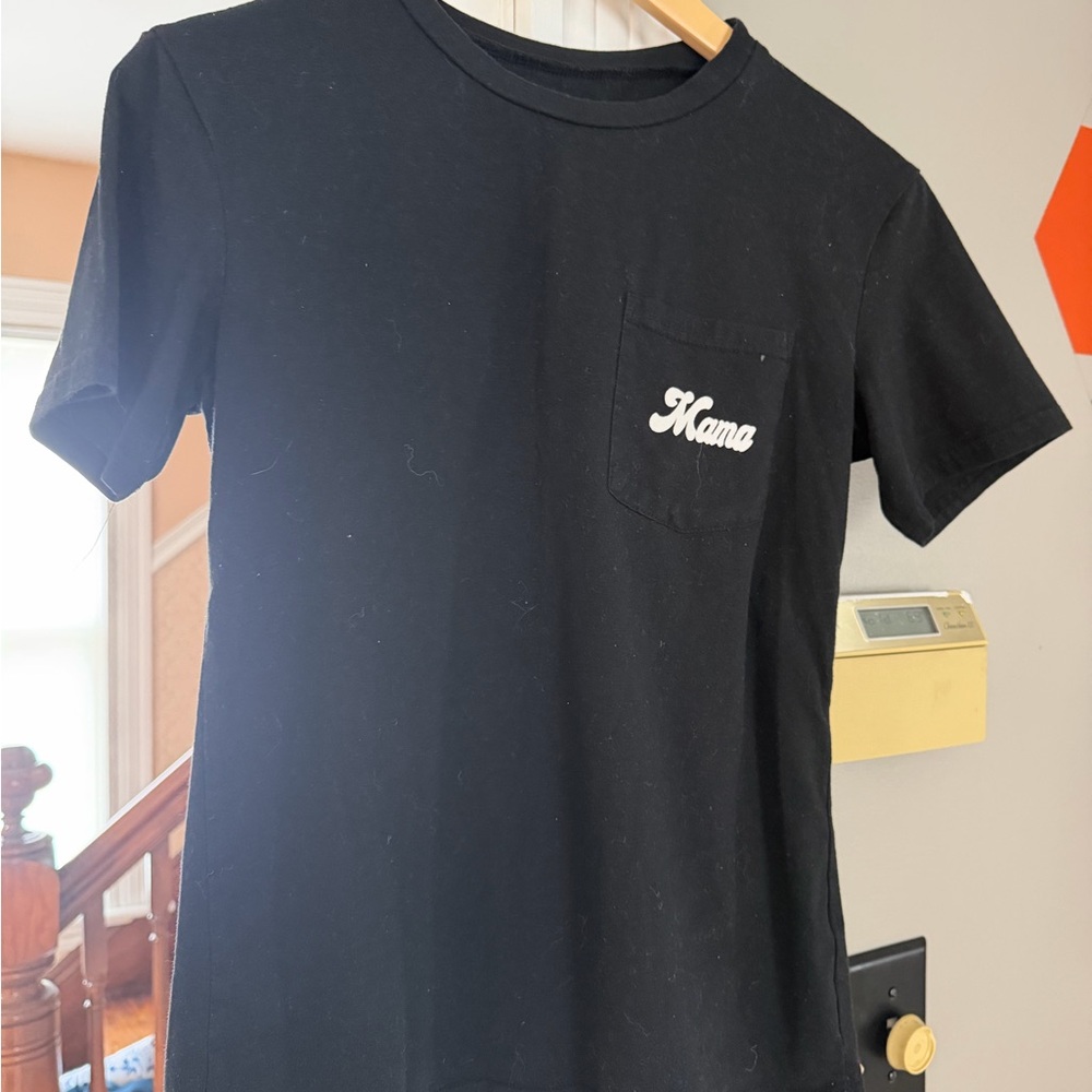 Black Pocket Tee with 'Mama' Script